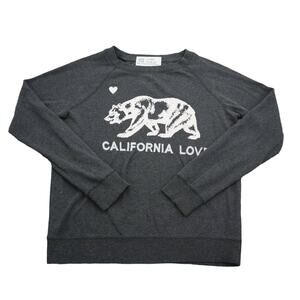 Reflex Sweater Women L Gray California Love Print Long Sleeve Round Neck Outwear